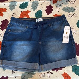 Just Be Dark Blue Jean Shorts